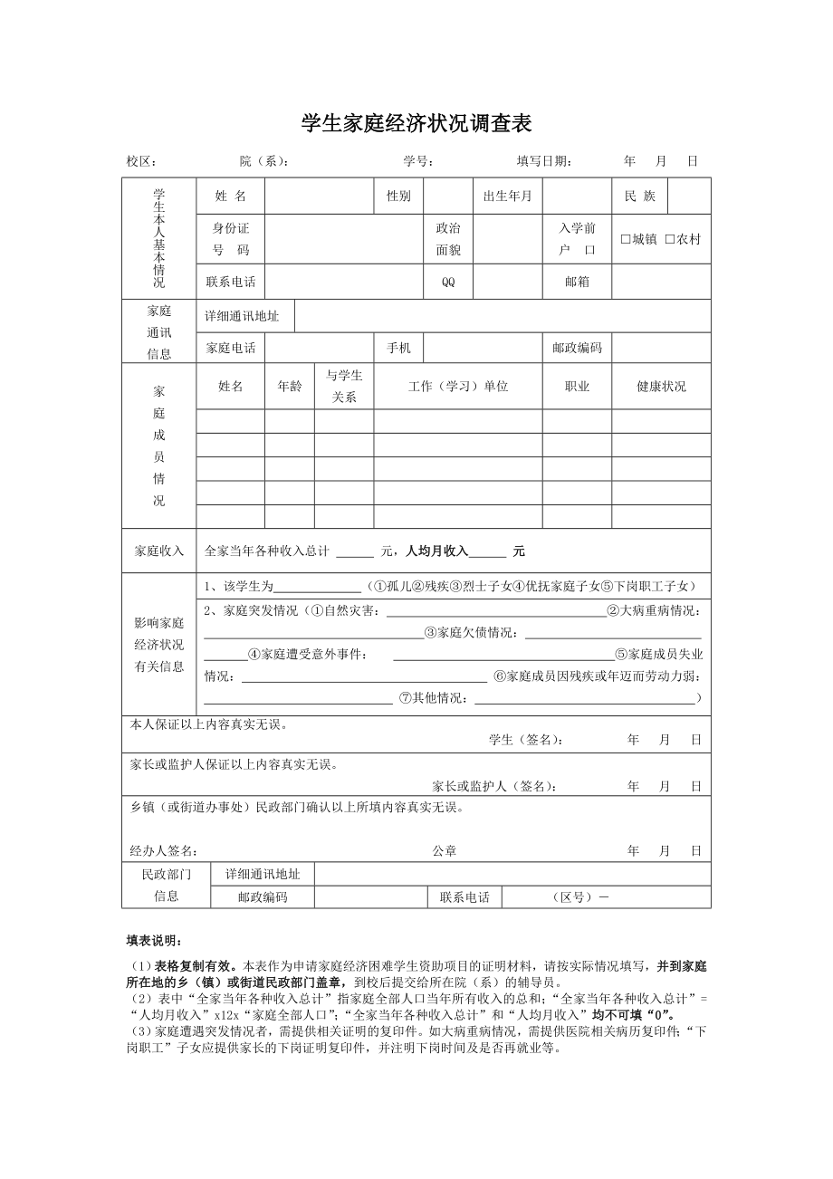 学生家庭经济状况调查表.doc_第1页