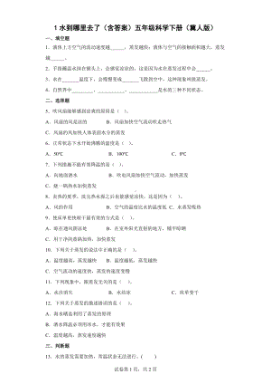 1.1 水到哪里去了同步练习（含答案）-2023新冀人版五年级下册《科学》.docx