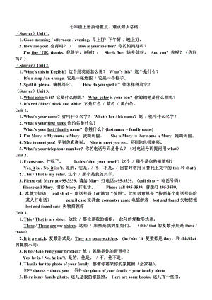 七年级上册英语重点、难点知识总结 (2).doc