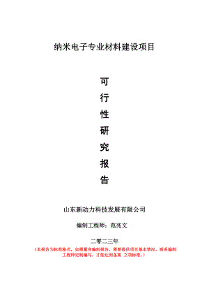 重点项目纳米电子专业材料建设项目可行性研究报告申请立项备案可修改案例.wps