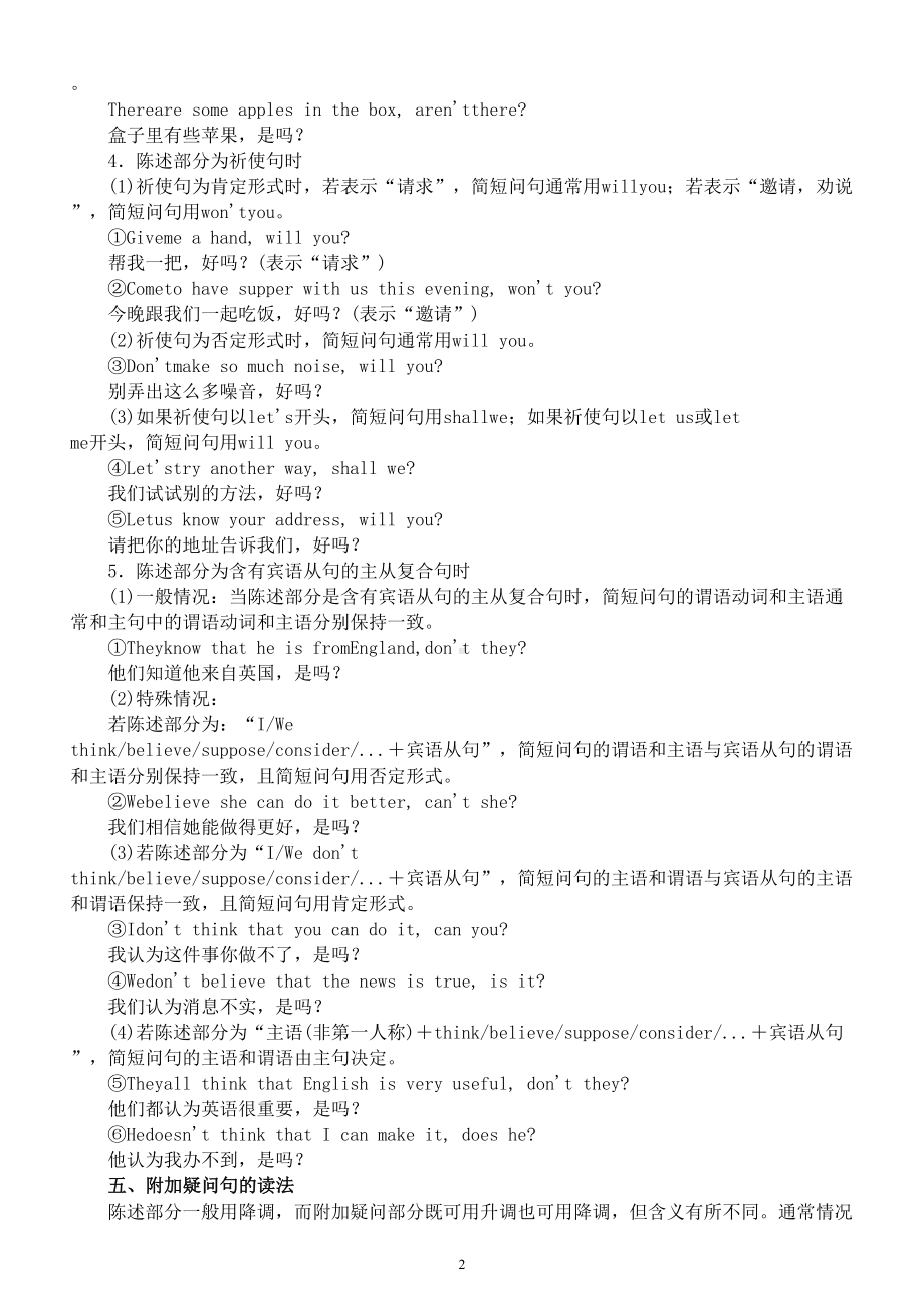 高中英语新人教版必修一Unit 3 语法知识附加疑问句精讲.doc_第2页