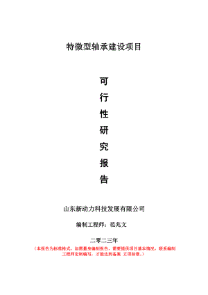 重点项目特微型轴承建设项目可行性研究报告申请立项备案可修改案例.wps