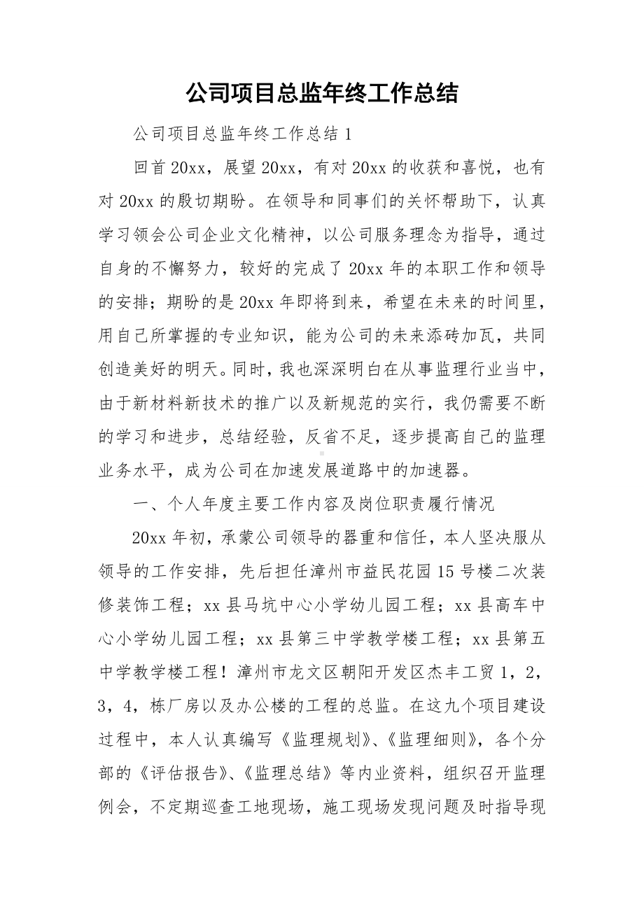 公司项目总监年终工作总结.doc_第1页