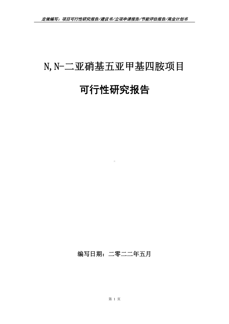 N,N-二亚硝基五亚甲基四胺项目可行性报告（写作模板）.doc_第1页