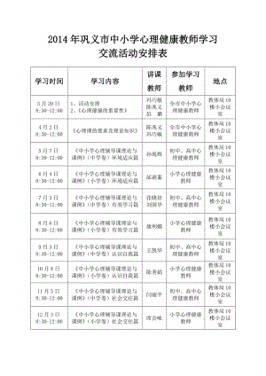 2014年巩义市中小学心理健康教师学习交流活动安排.doc