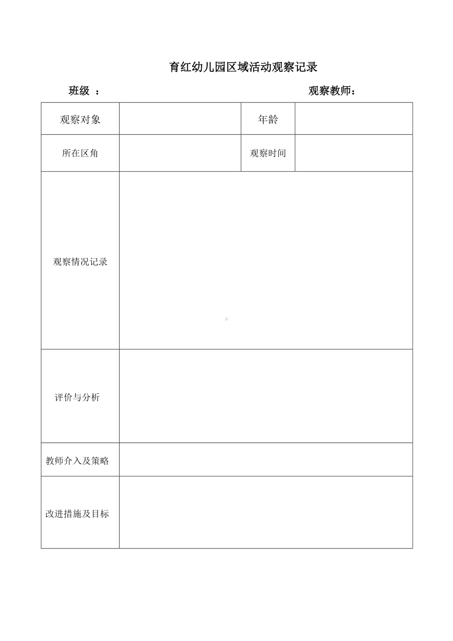 幼儿园区域活动观察记录表（）.doc_第1页