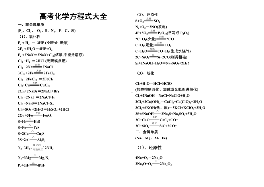 高考必考化学方程式总结(适合打印).doc_第1页