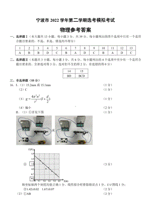 浙江省宁波市2022-2023学年高三下学期4月二模 物理答案.pdf