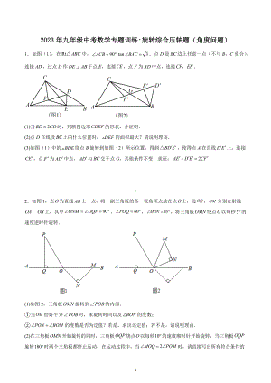 2023年九年级中考数学专题训练：旋转综合压轴题（角度问题）.docx