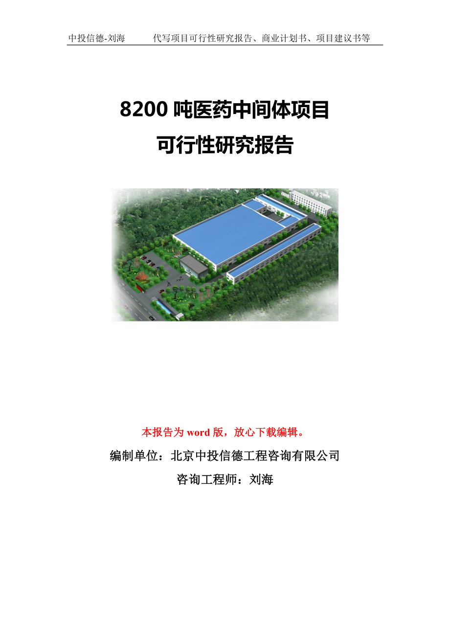 8200吨医药中间体项目可行性研究报告模板-代写定制.doc_第1页