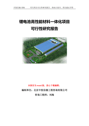 锂电池高性能材料一体化项目可行性研究报告模板-代写定制.doc