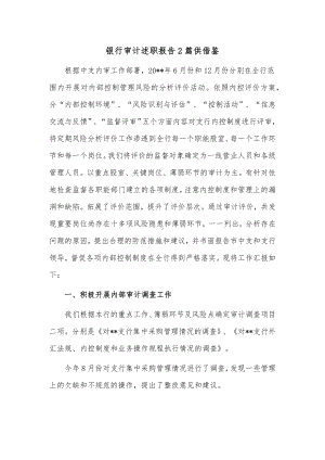 银行审计述职报告2篇供借鉴.docx