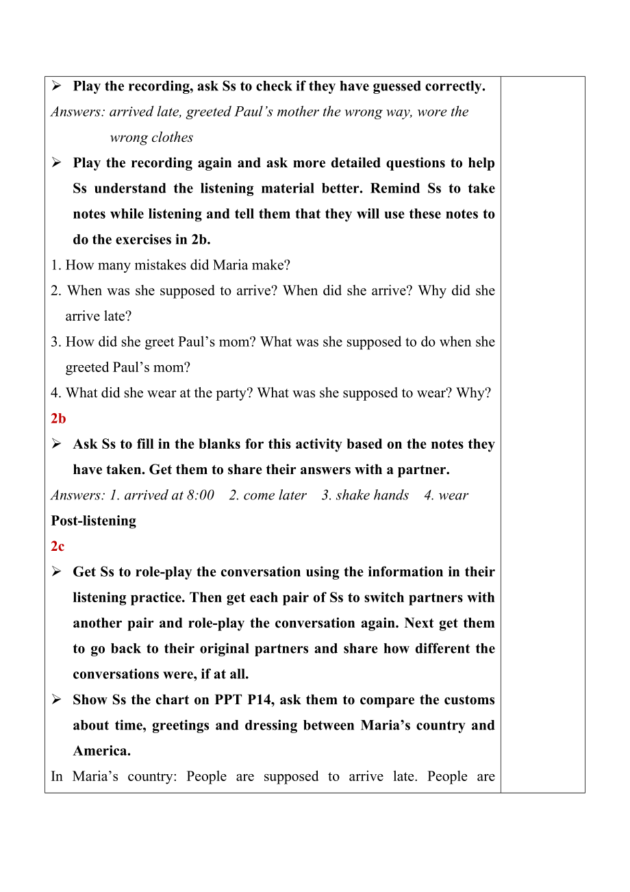 初中英语九年级 Unit 10 You're supposed to shake hands Section A（2a-2d）教案.docx_第2页