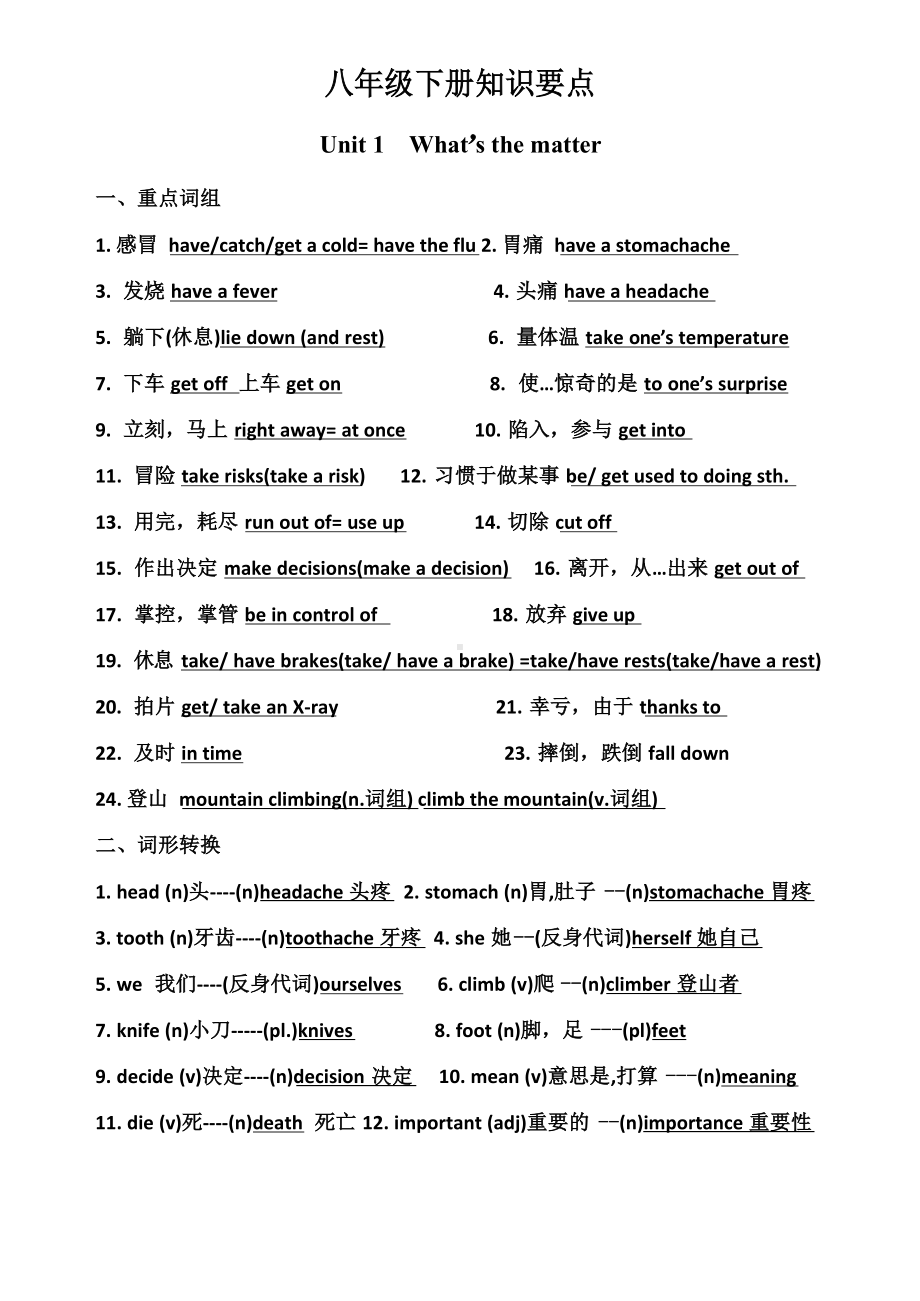 人教版八年级下册英语复习资料.docx_第1页