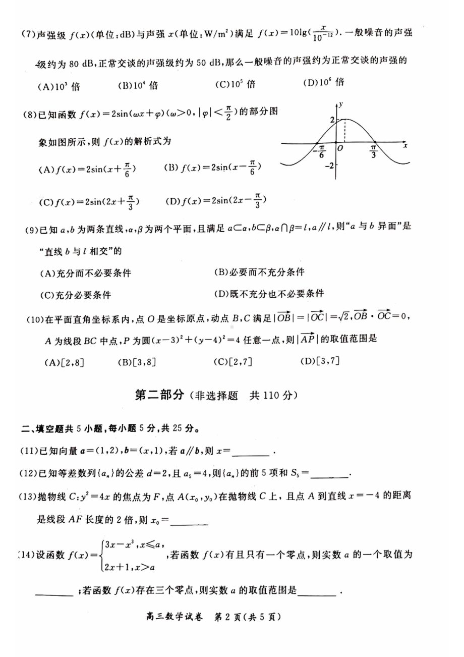 北京市通州区2023届高三下学期4月模拟考试数学试卷 - 副本.pdf_第2页