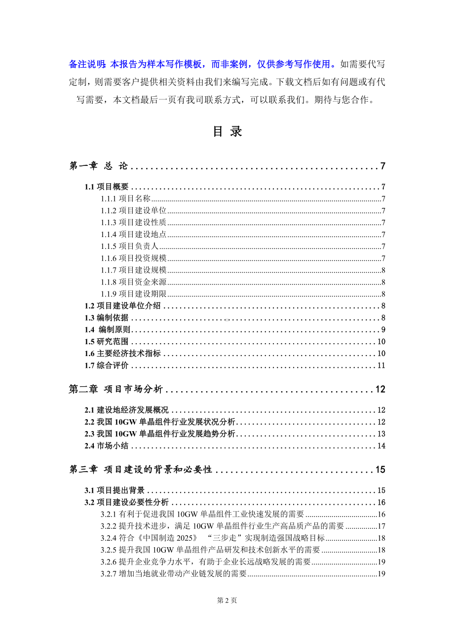 10GW单晶组件项目可行性研究报告写作模板定制代写.doc_第2页