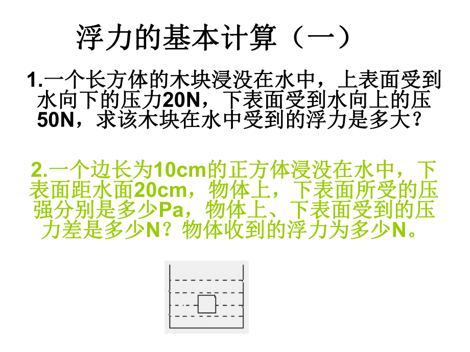 浮力的基本计算（一）.ppt_第1页