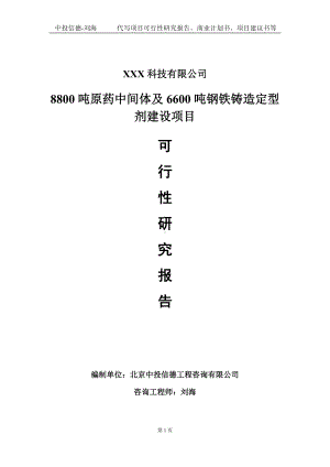 8800吨原药中间体及6600吨钢铁铸造定型剂建设项目可行性研究报告写作模板定制代写.doc