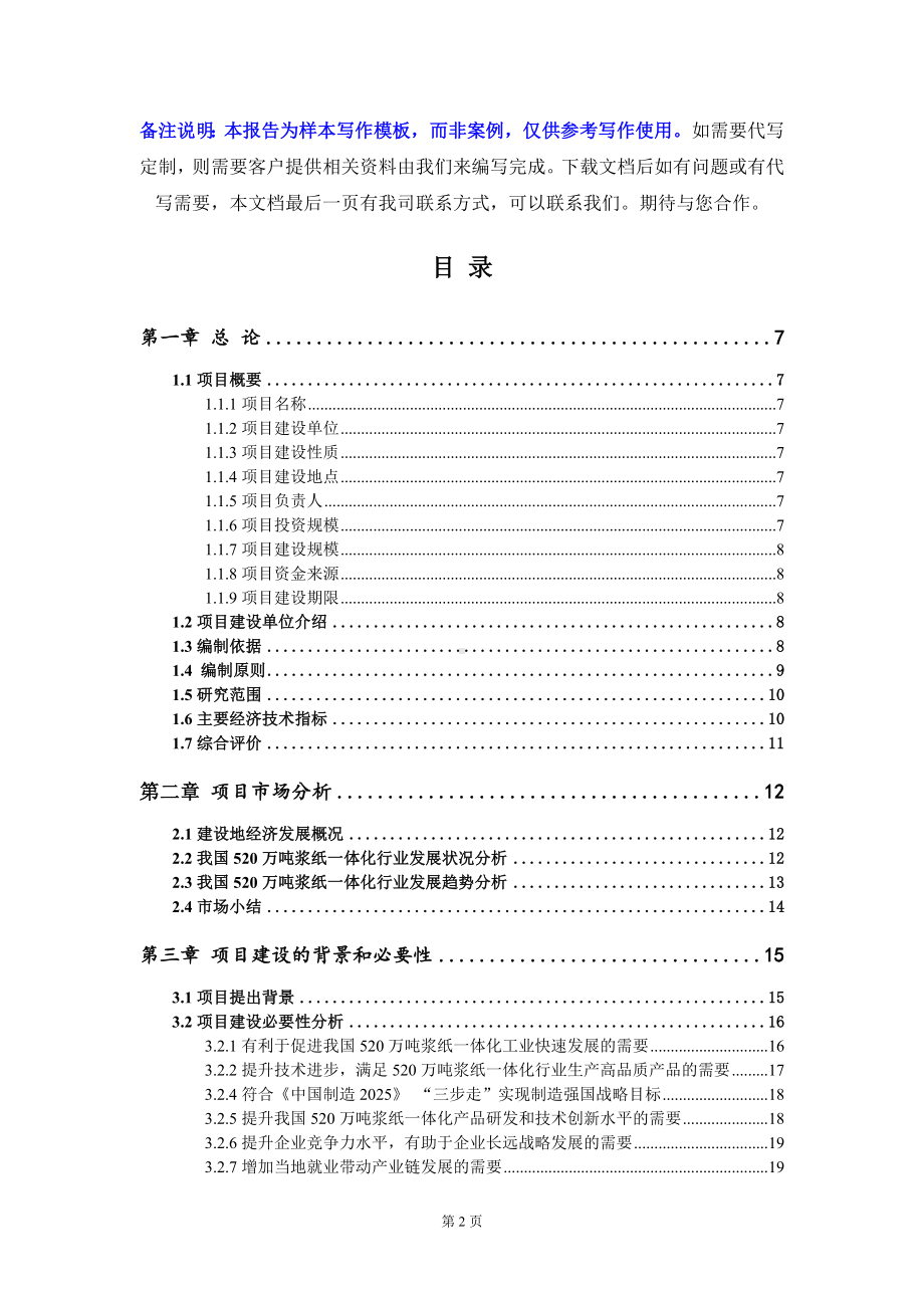 520万吨浆纸一体化项目可行性研究报告写作模板定制代写.doc_第2页