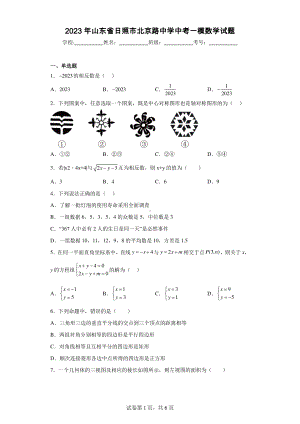 2023年山东省日照市北京路中学中考一模数学试题.pdf