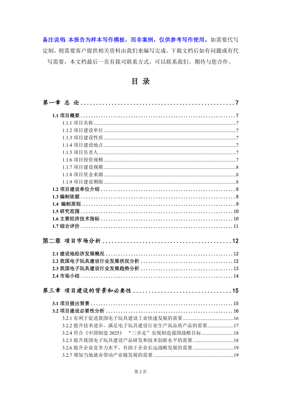 电子玩具建设项目可行性研究报告写作模板定制代写.doc_第2页