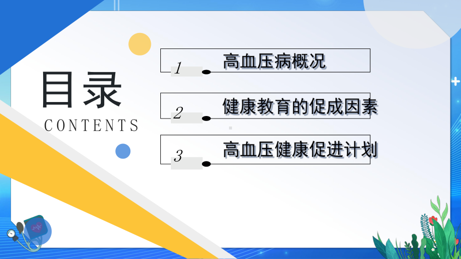 简约黄蓝2023高血压健康教育PPT模板.pptx_第2页