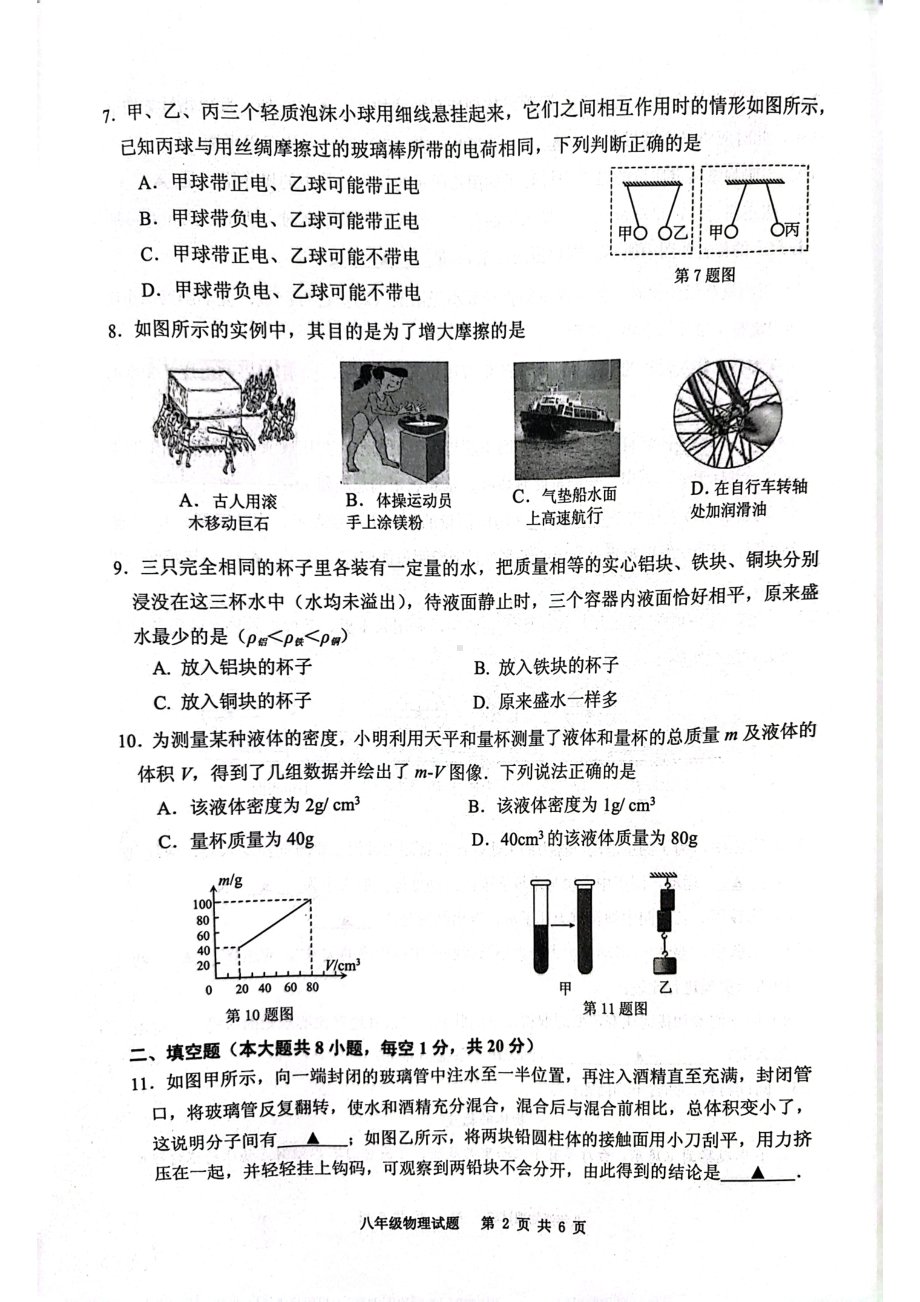 江苏省连云港市灌南县2022-2023学年度下学期期中八年级物理试题 - 副本.pdf_第2页