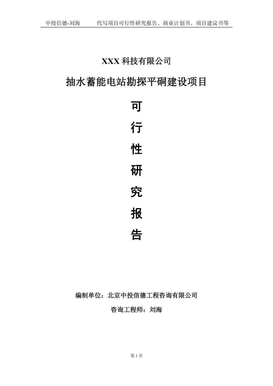 抽水蓄能电站勘探平硐建设项目可行性研究报告写作模板定制代写.doc_第1页