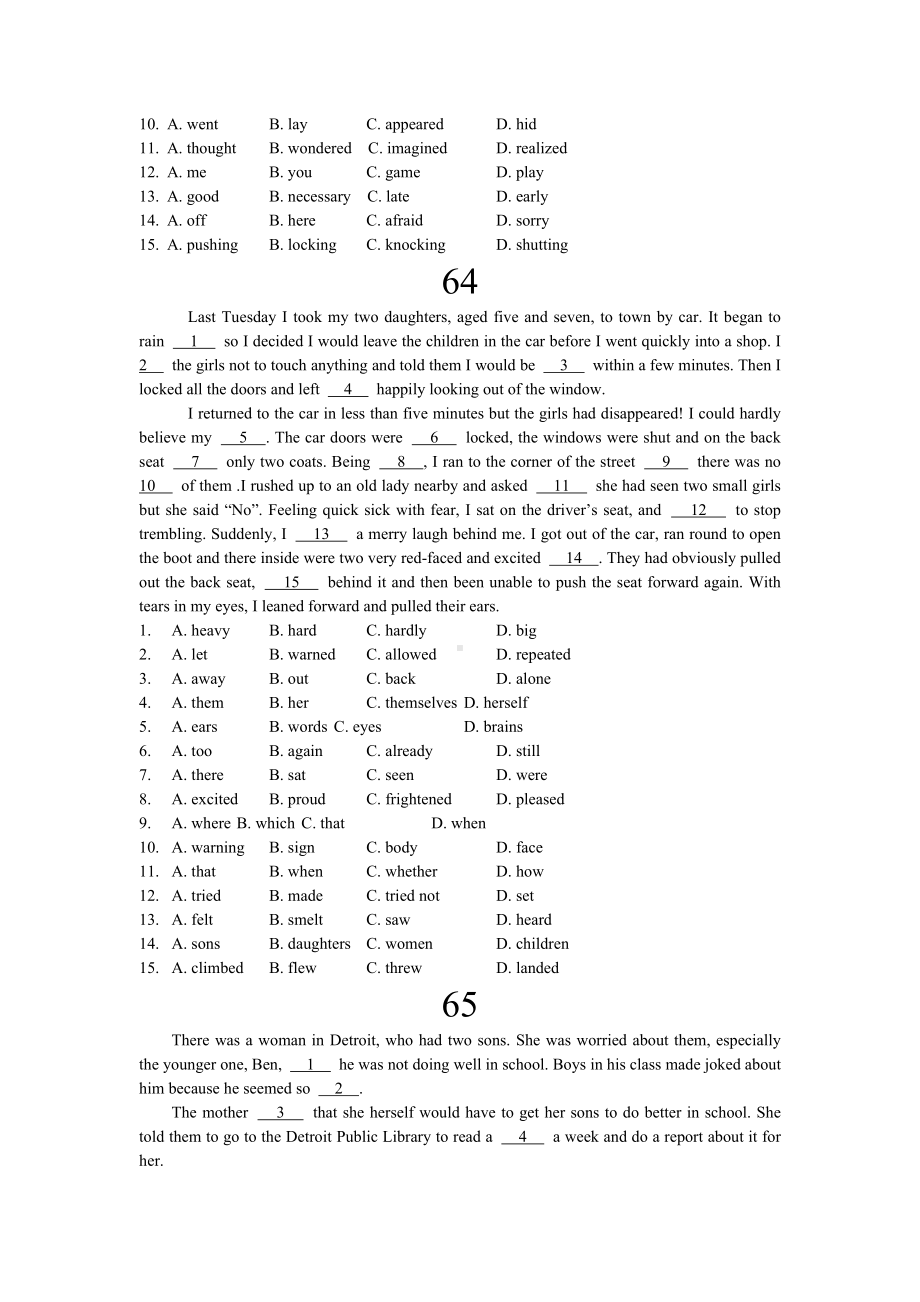 (完整版)初中英语阅读完形填空100篇(七)附答案详解.doc_第3页