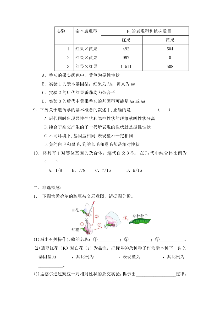 (word完整版)高中生物必修二第一章习题.doc_第2页