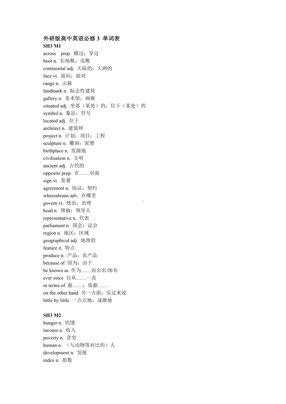 (完整版)外研版高中英语必修3单词表.doc_第1页