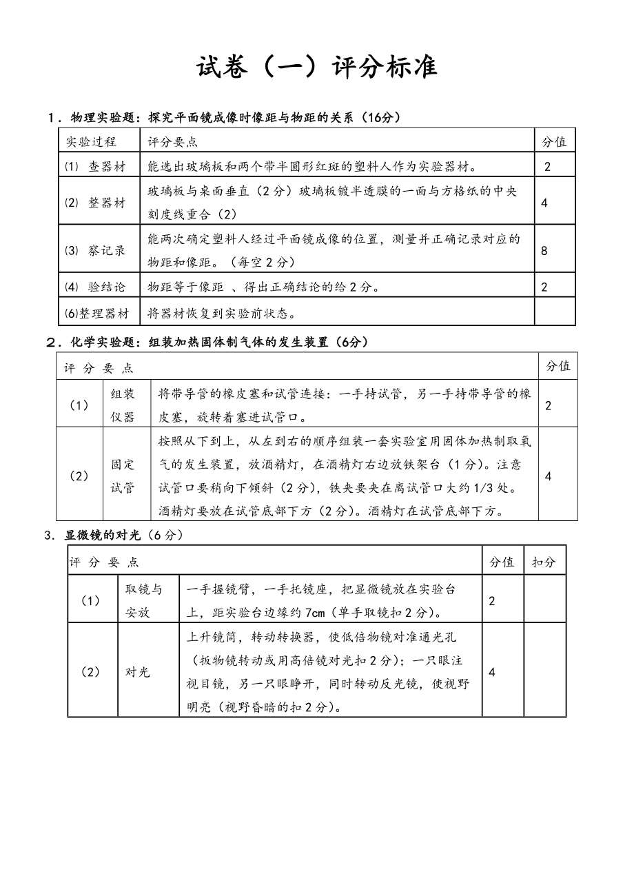 (完整版)2019年河南省中招理化生实验操作考试卷及评分表(最新).doc_第2页