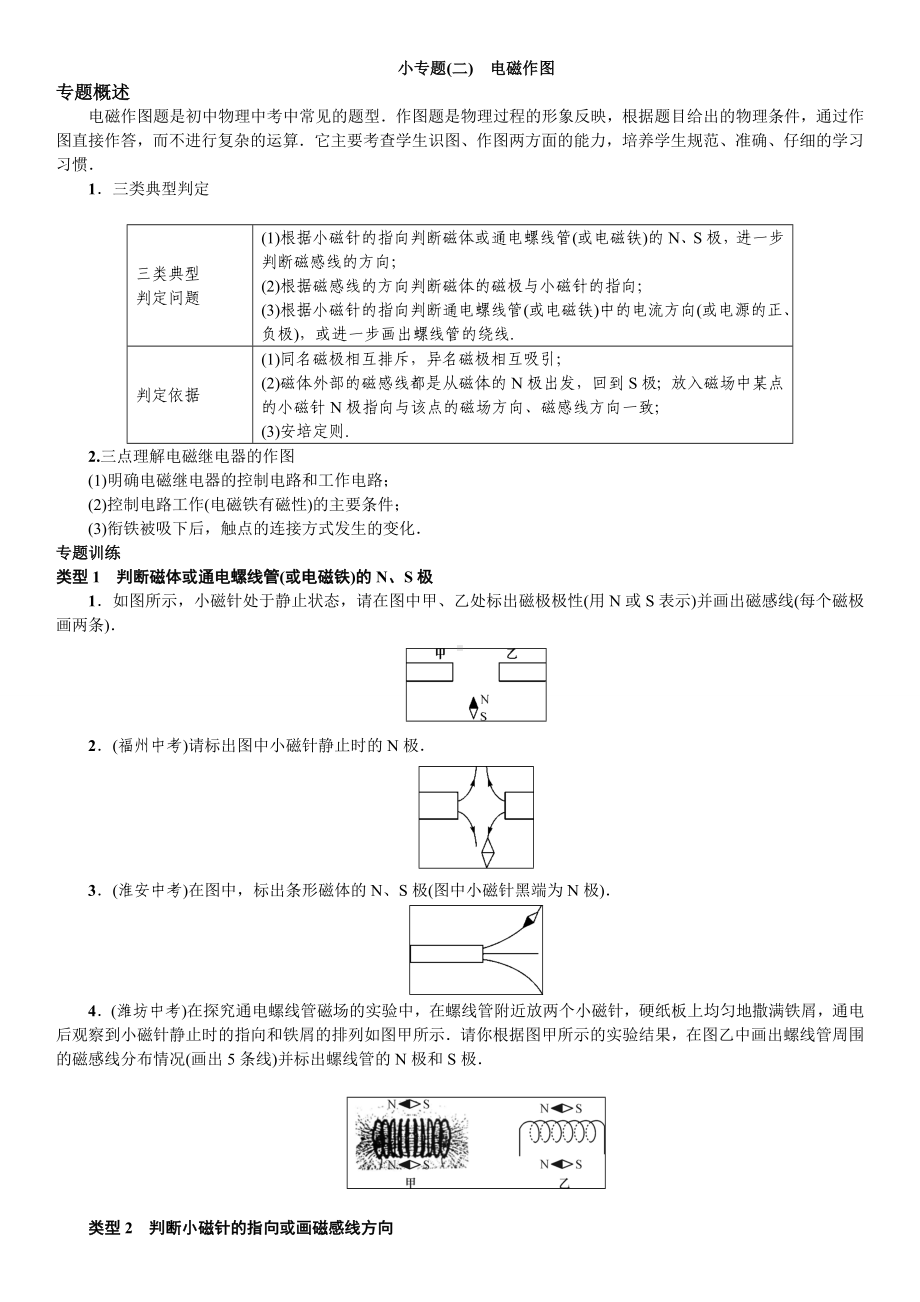 (完整版)初中物理小专题电磁作图练习及答案.doc_第1页