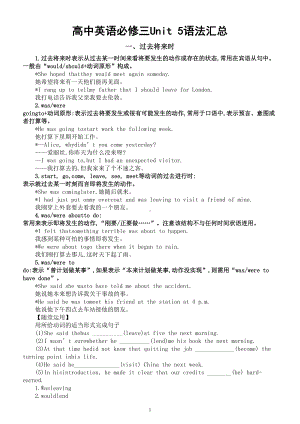 高中英语新人教版必修三Unit 5语法汇总（过去将来时+情态动词）.doc