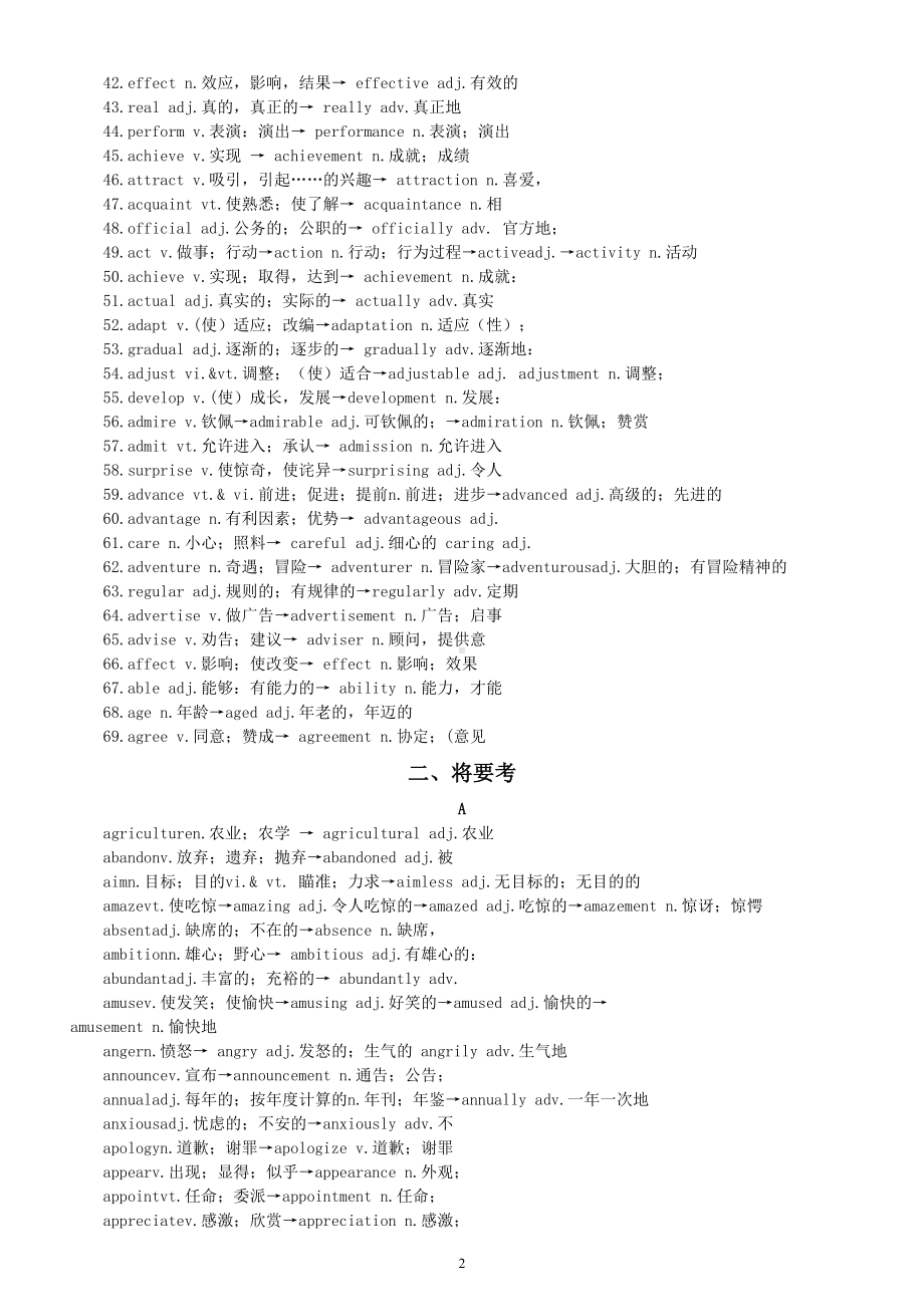 高中英语高考词性转换汇总（已考+将要考）.doc_第2页