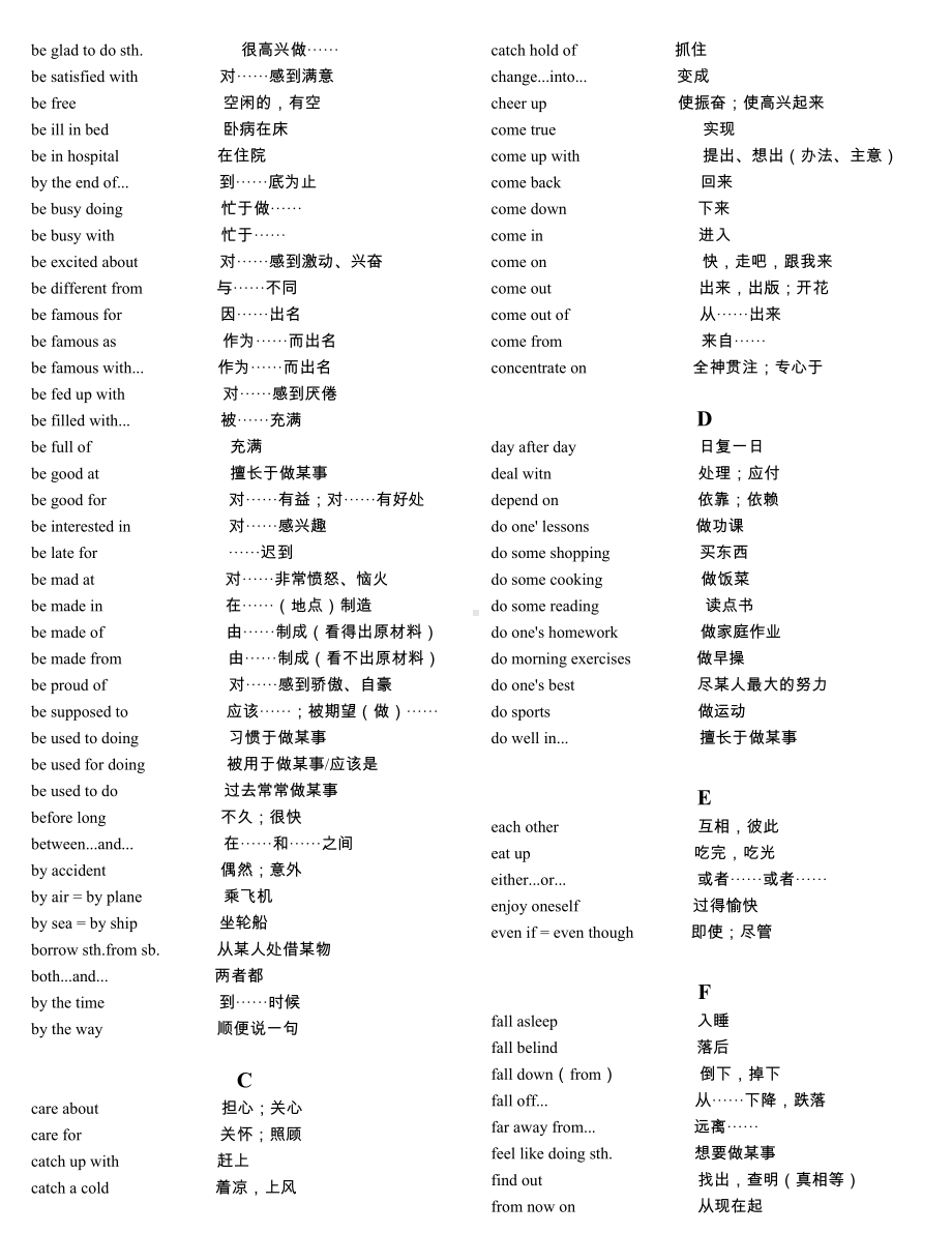 (完整)初中英语常用词组和短语表.doc_第2页