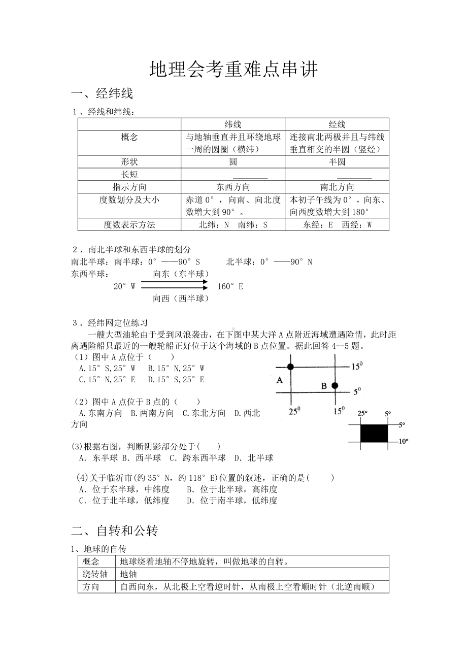 (完整版)初中地理中考重难点复习.doc_第1页