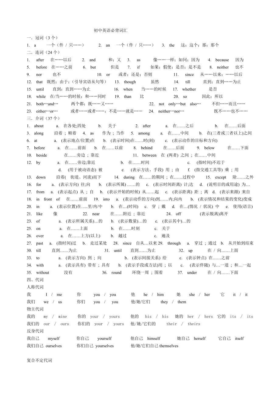 (word完整版)初中英语必背单词.doc_第1页