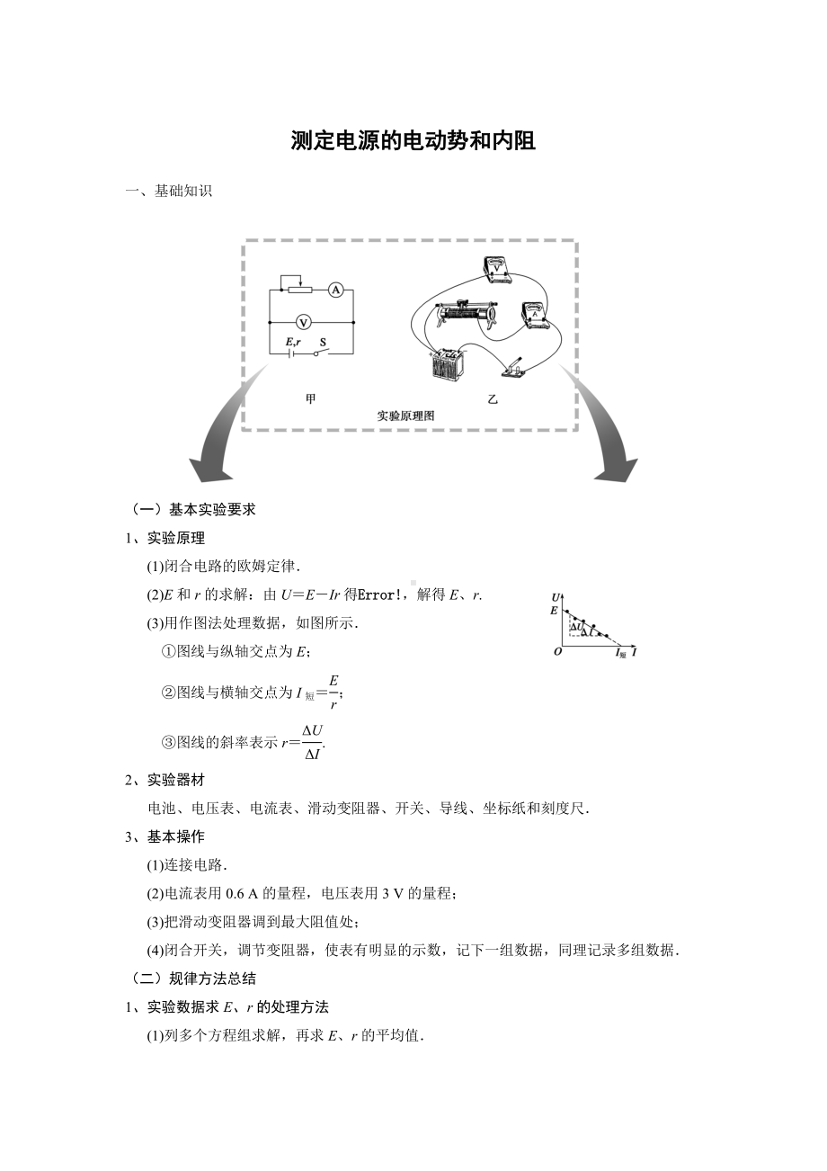 (含答案)测定电源的电动势和内阻要点.doc_第1页