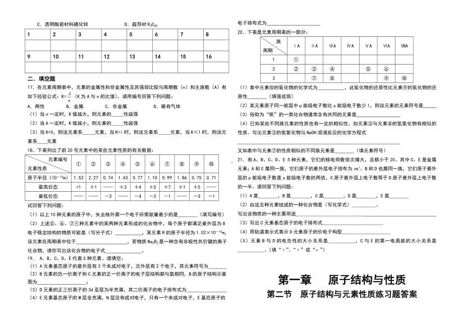 (完整版)原子结构与元素性质练习题.doc_第2页