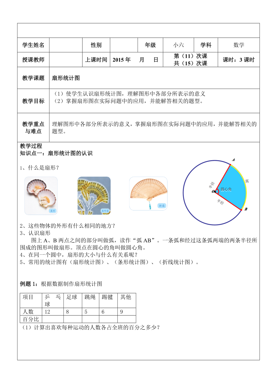 (完整版)小升初数学专题复习：扇形统计图.doc_第1页