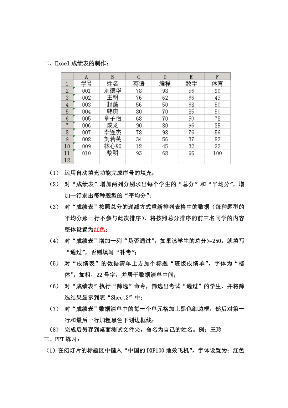 (完整版)office办公软件上机操作试题.doc_第3页