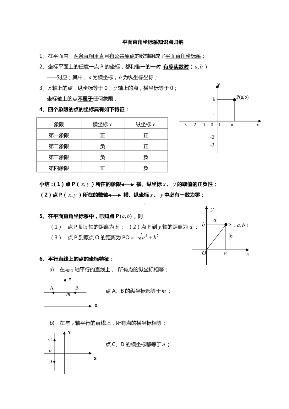 (完整版)平面直角坐标系知识点归纳及例题.doc_第1页