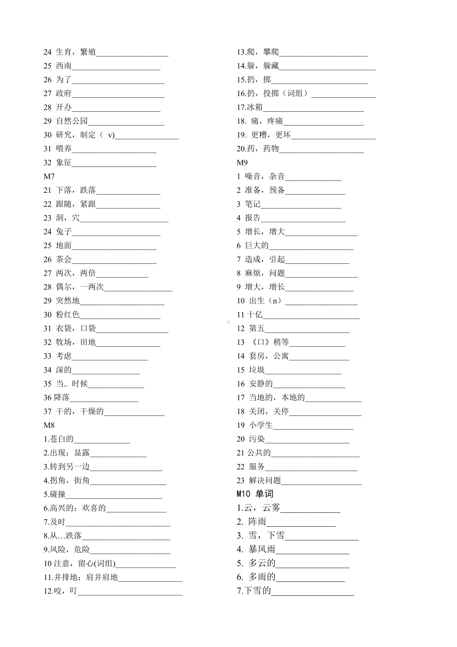 (word完整版)最新外研版八年级上册单词默写表.doc_第3页