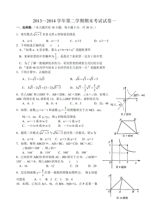 (完整版)初二下学期数学试卷一.doc