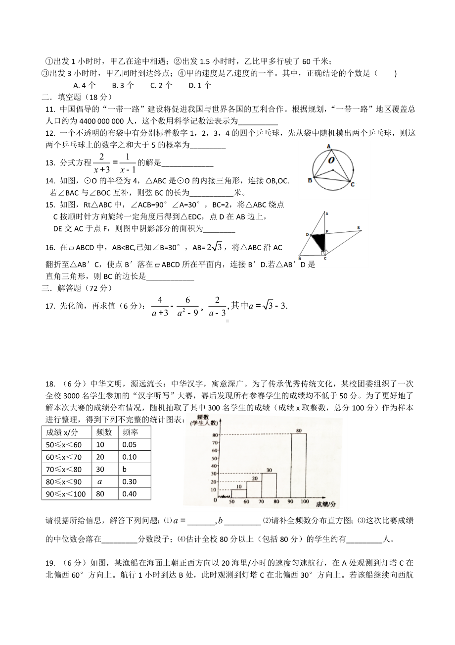 (完整版)人教版九年级数学中考模拟试题.doc_第2页