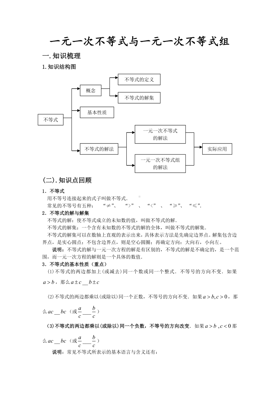 (完整版)一元一次不等式复习讲义.doc_第1页