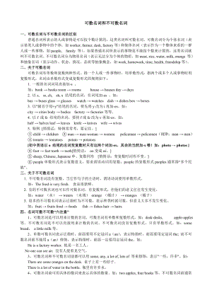 (完整)初中英语-可数名词和不可数名词解析及练习.doc