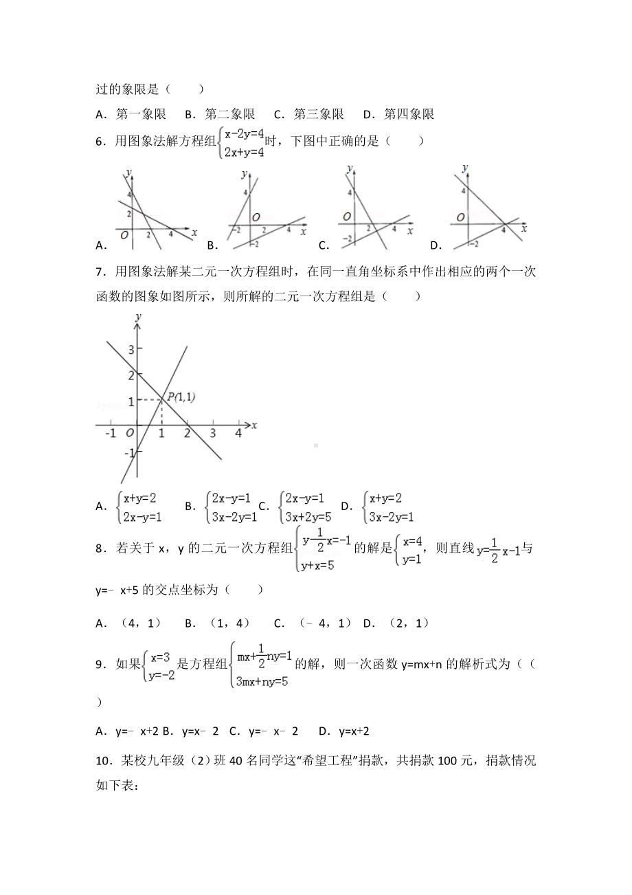 (完整版)一次函数与二元一次方程专题.doc_第2页