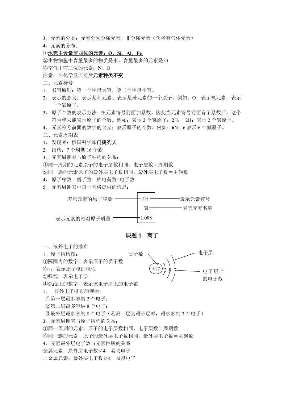 (完整版)人教版初三化学第三章物质构成的奥秘知识点总结.doc_第3页